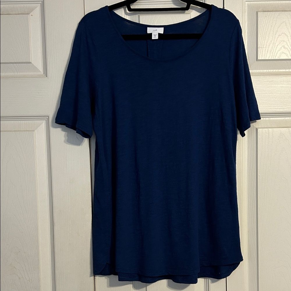J. JILL Medium Petite Blue Short Sleeve Tee Crewneck Cotton Tencel Modal